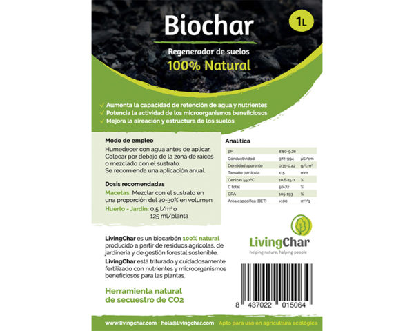 Biochar regenerador de suelos 1L